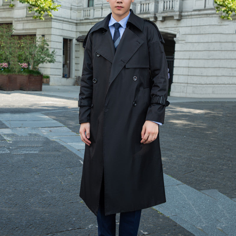 Herren Doppelreihiger Trenchcoat mit Taillengürtel und Epauletten Nord Taschen