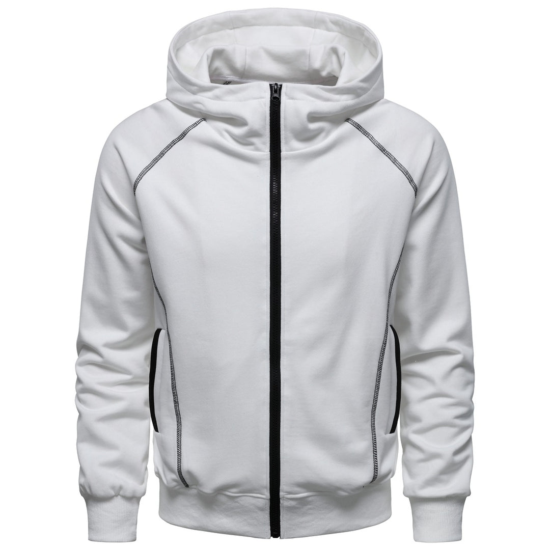 Herren Kapuzen-Zipjacke im sportlichen Raglanstil mit Kontrastnähten und gerippten Bündchen Nord Taschen