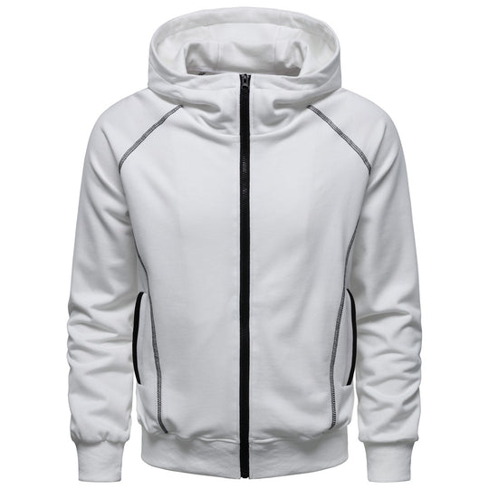 Herren Kapuzen-Zipjacke im sportlichen Raglanstil mit Kontrastnähten und gerippten Bündchen Nord Taschen