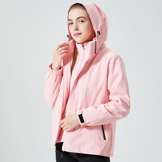 Damen leichte wasserabweisende Freizeit-Outdoorjacke mit verstellbarer Kapuze und verdecktem Reißverschluss Nord Taschen