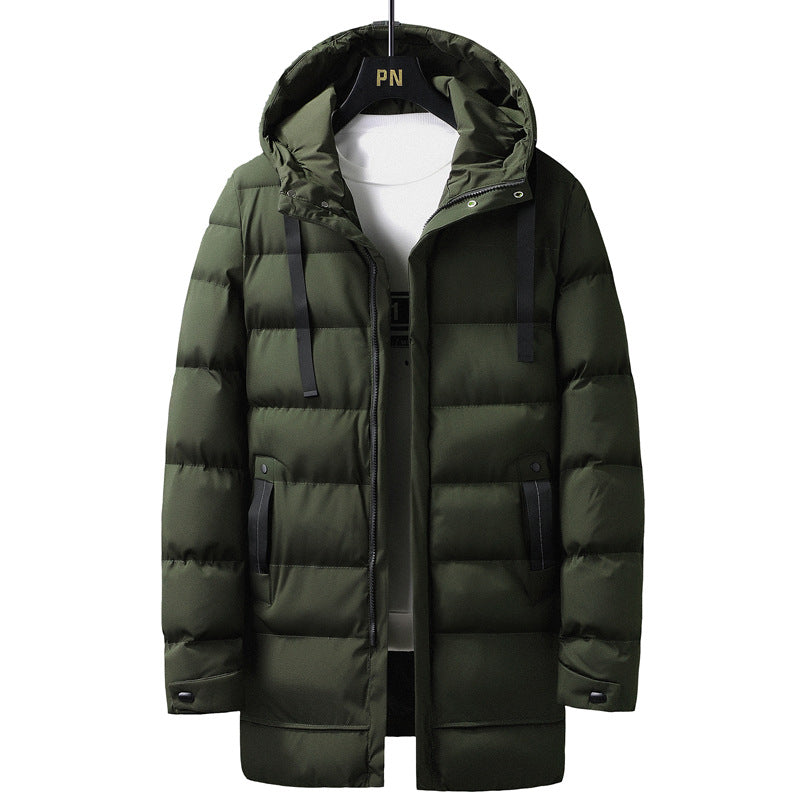 Herren Lange gestepptes Thermo-Parka mit Kapuze, Reißverschluss & Utility-Taschen Nord Taschen