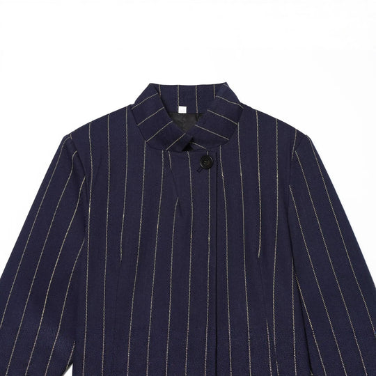 Damen Kurzblazer im Boxy-Cut mit Stehkragen und Nadelstreifen Nord Taschen