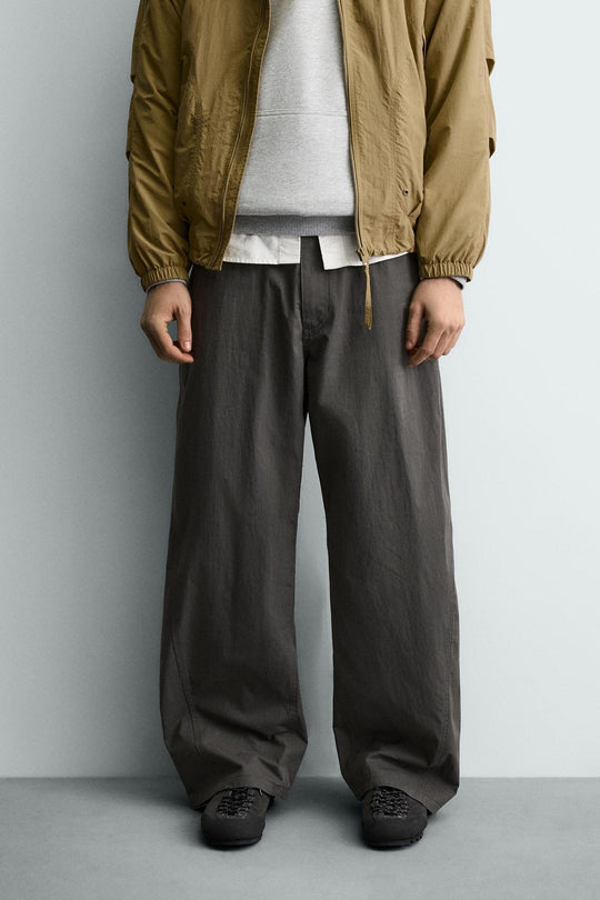 Damen Weite kurzgeschnittene Chinohose mit hoher Taille und Fünf-Taschen-Design Nord Taschen