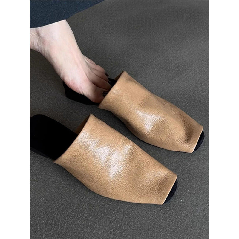 Damen Offene Mules aus weichem Leder