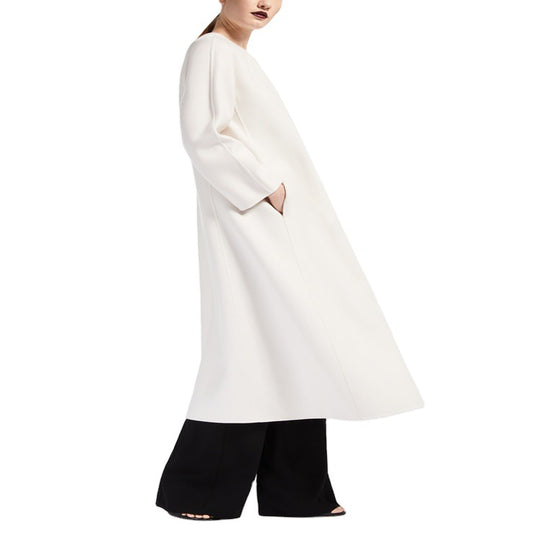 Damen Oversize-Mantel mit Rundhals und verdeckter Knopfleiste Nord Taschen