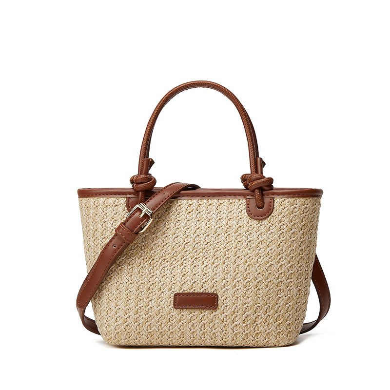 Damen Strohtasche mit elegantem Lederakzent Nord Taschen