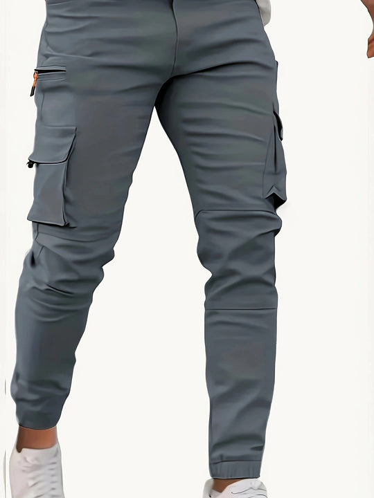 Herren Konisch geschnittene Utility-Cargohose mit Reißverschlusstasche, Klappentaschen und D-Ring Nord Taschen