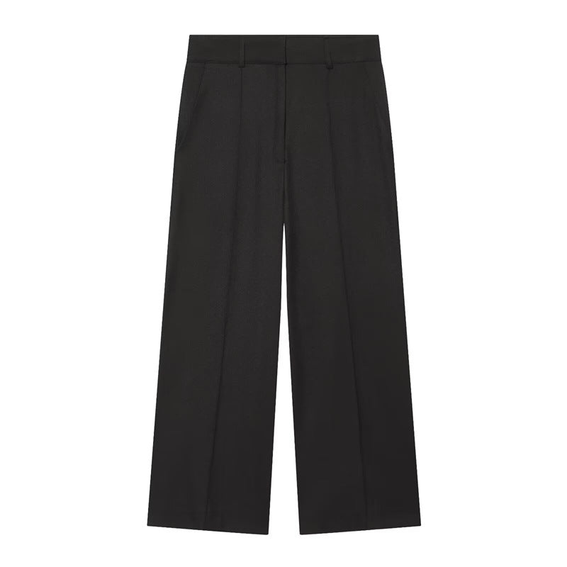 Damen Hochtaillierte weite Culotte-Hose mit Bügelfalte und Bundfalten Nord Taschen