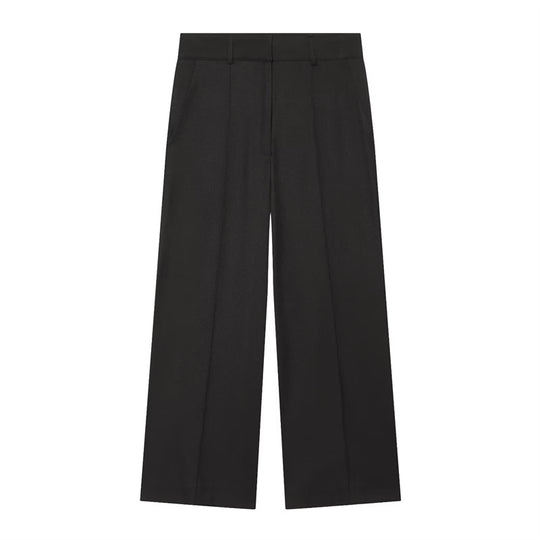 Damen Hochtaillierte weite Culotte-Hose mit Bügelfalte und Bundfalten Nord Taschen