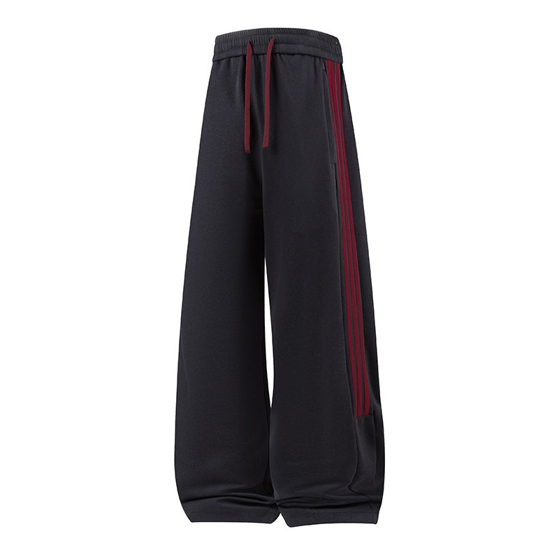 Damen Weite High-Waist Jogginghose mit markanten Seitenstreifen & Kordelzug Nord Taschen