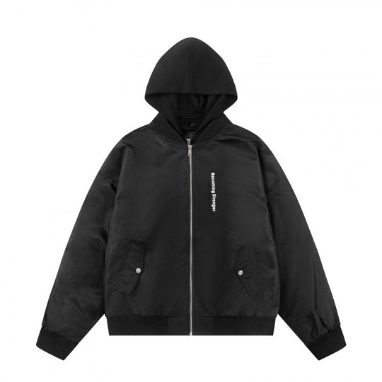 Unisex Oversize Kapuzen-Blousonjacke mit Rippbündchen und Pattentaschen Nord Taschen
