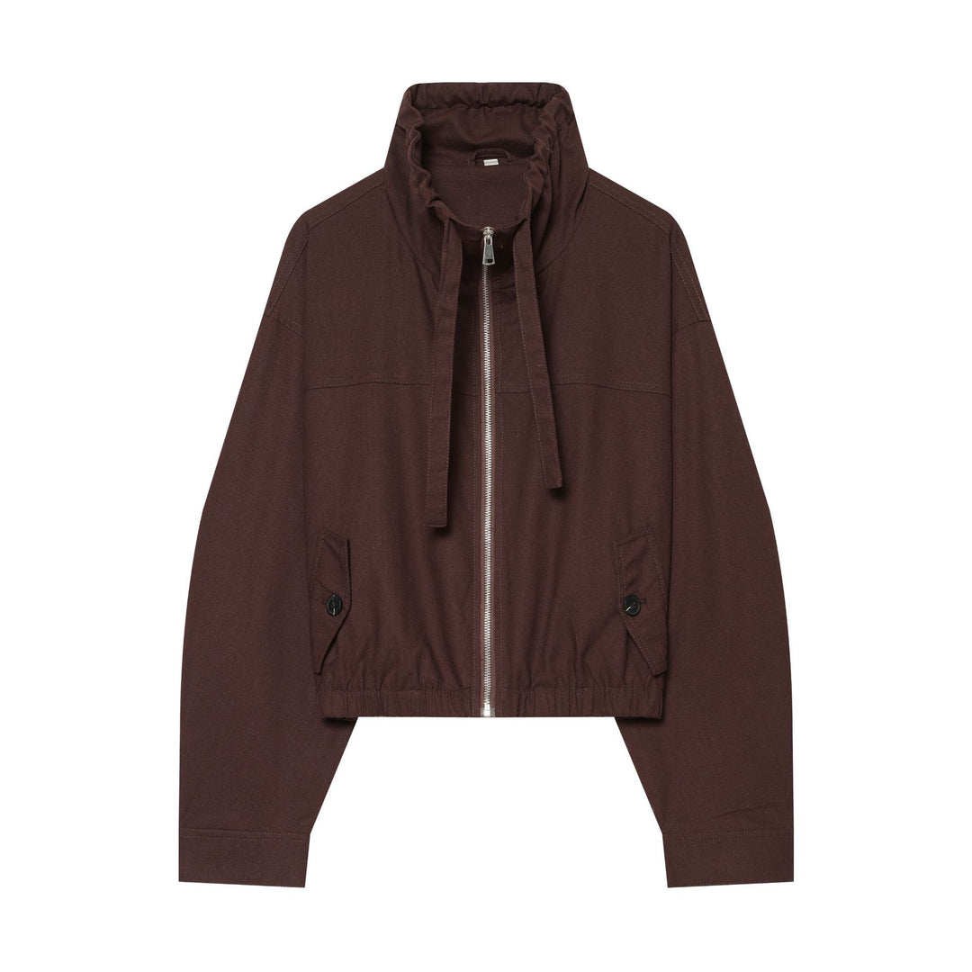 Damen Cropped Utility‑Blouson mit hohem Stehkragen, Tunnelzugbund und Pattentaschen Nord Taschen