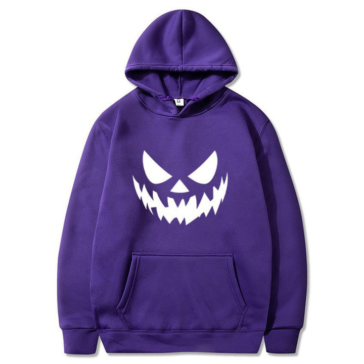 Unisex Kapuzenpullover mit gruseligem Kürbisgesicht-Print und Oversize Kängurutasche Nord Taschen