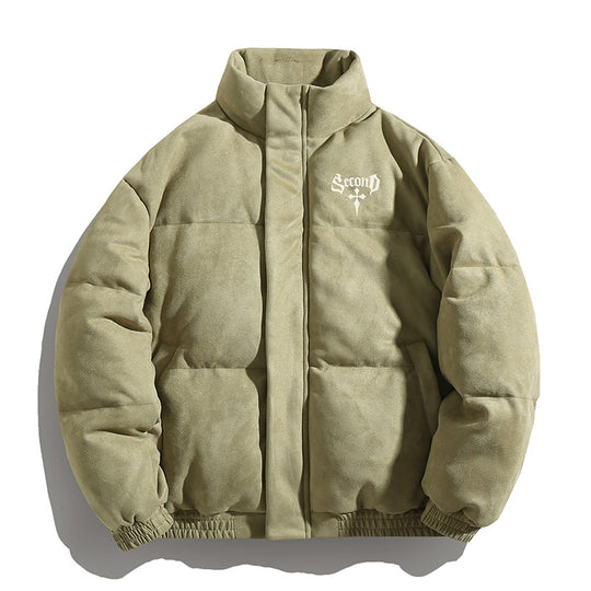 Unisex Wattierte Jacke mit Veloursoberfläche, hohem Stehkragen und verdecktem Reißverschluss Nord Taschen