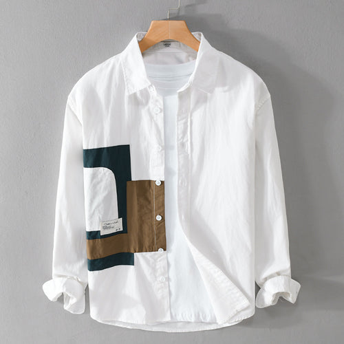 Herren Overshirt-Hemd mit geometrischem Patch-Design und Relaxed-Fit Nord Taschen