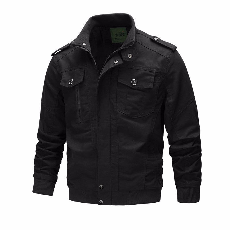 Herren  leichter Baumwoll-Canvas Fliegerjacke mit Schulterklappen, verdecktem Reißverschluss und multifunktionalen Taschen Nord Taschen