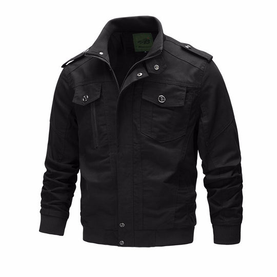 Herren  leichter Baumwoll-Canvas Fliegerjacke mit Schulterklappen, verdecktem Reißverschluss und multifunktionalen Taschen Nord Taschen