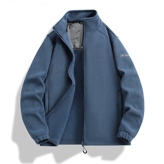Herren Fleecejacke mit Stehkragen, Windabweisender Microfleece und Reißverschlusstaschen Nord Taschen