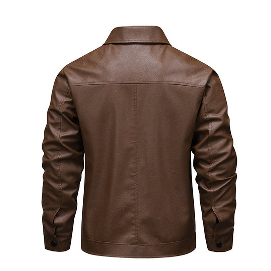 Herren Schlanke Kunstleder-Hemdblouson mit verdeckter Reißverschlussfront & elastischem Saum Nord Taschen