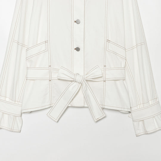 Damen Cropped Utility‑Jacke mit Stehkragen, Taillenband und sichtbaren Ziernähten Nord Taschen
