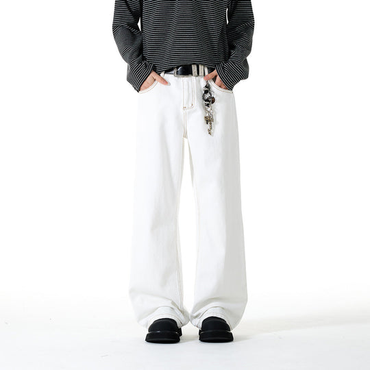 Damen Weite Cropped-Jeans mit hoher Leibhöhe und Kontrastnähten Nord Taschen