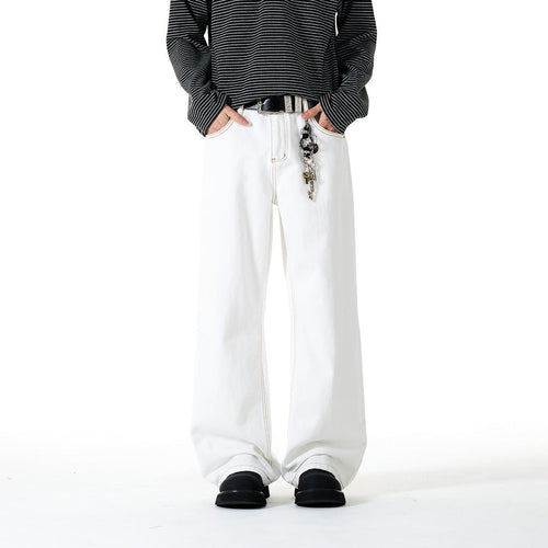 Damen Weite Cropped-Jeans mit hoher Leibhöhe und Kontrastnähten Nord Taschen