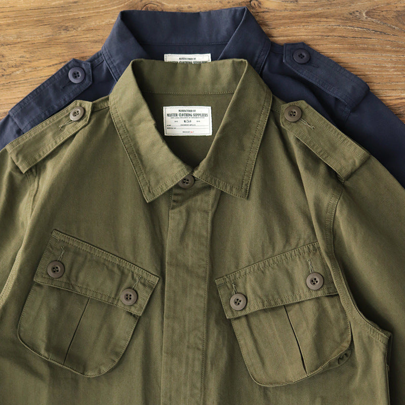 Herren Militärinspirierte Feldjacke mit aufgesetzten Pattentaschen und Schulterklappen Nord Taschen