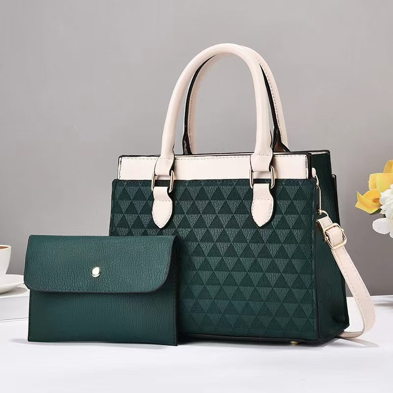 Damen Handtasche mit geometrischem Muster und abnehmbarer Clutch Nord Taschen