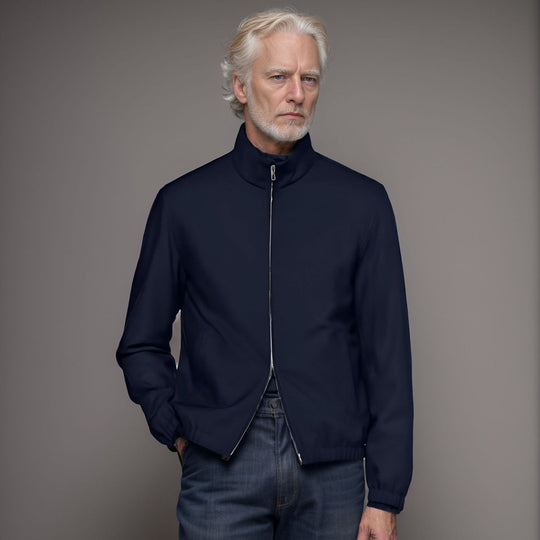 Herren Leichter Windbreaker mit Stehkragen und Zwei-Wege-Reißverschluss Nord Taschen