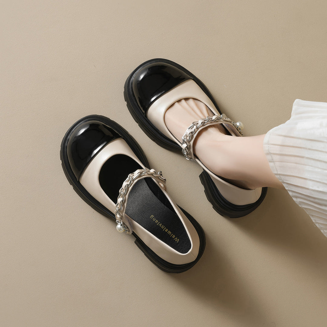 Damen elegante Mary-Jane Schuhe mit modischer Kettenverzierung Nord Taschen