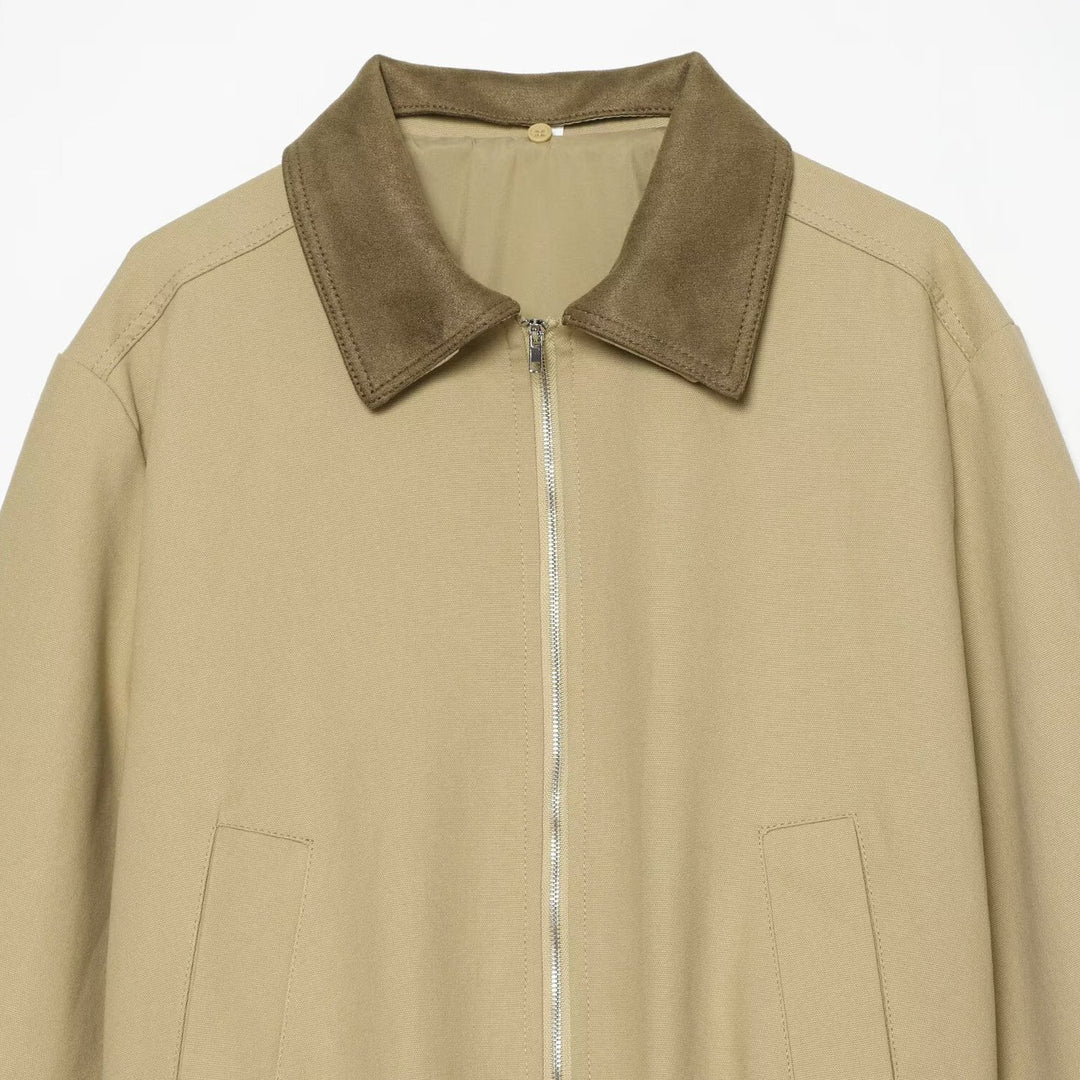 Damen Boxy Field‑Blouson mit Velourskragen und elastischem Saum Nord Taschen