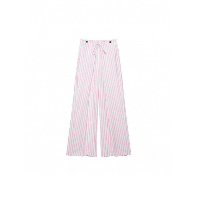 Damen Weite High‑Waist Palazzohose mit Tunnelzug und feinem Streifenmuster Nord Taschen