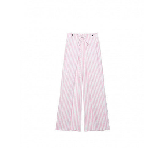 Damen Weite High‑Waist Palazzohose mit Tunnelzug und feinem Streifenmuster Nord Taschen