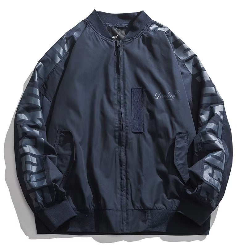 Unisex Leichte Oversize-Bomberjacke aus Nylon mit reflektierenden Ärmeln und Rippbündchen Nord Taschen
