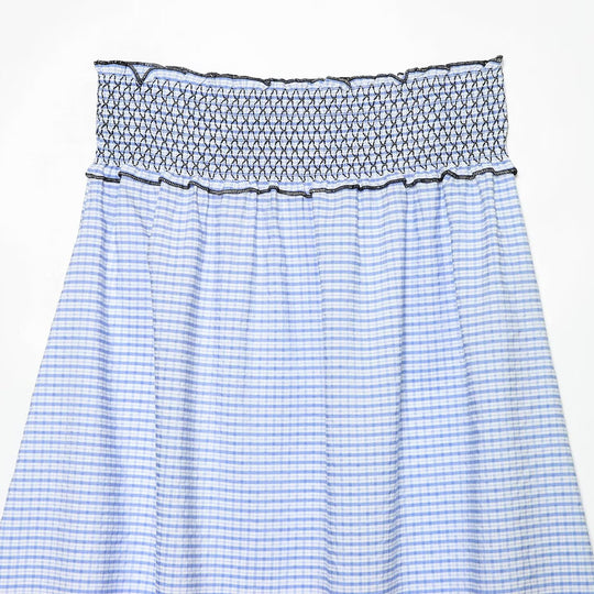 Damen Ärmelloses Maxikleid mit Smokoberteil und floraler Stickerei am Saum Nord Taschen