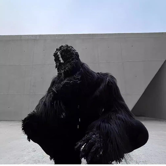 Herren Statement-Kunstpelzjacke mit langen Shaggy-Ärmeln und asymmetrischem Reißverschluss Nord Taschen
