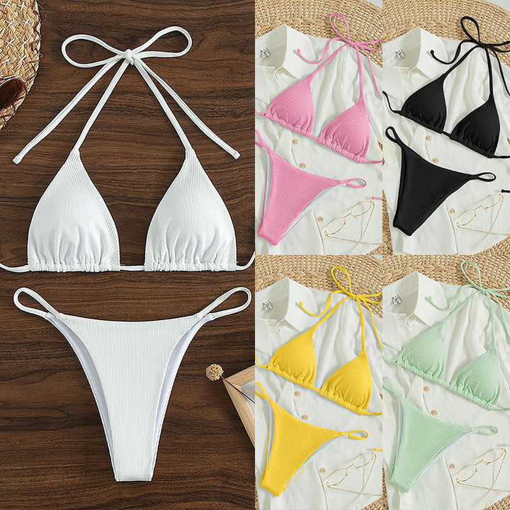 Damen Triangel-Bikini mit feiner Rippstruktur