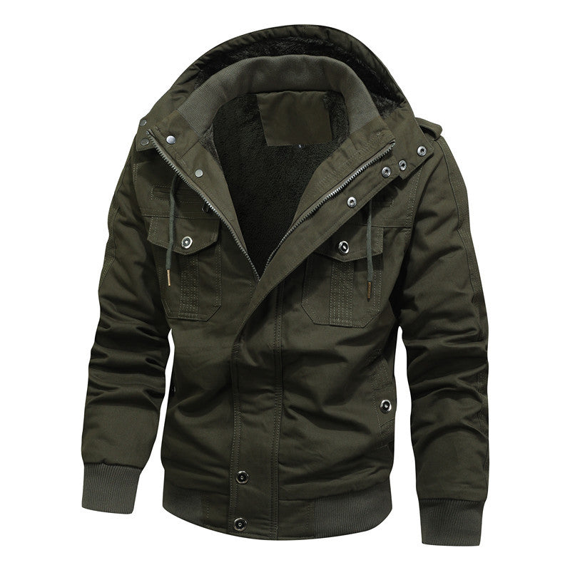 Herren Winddichte Canvas-Jacke mit Teddyfutter und Kapuze Nord Taschen