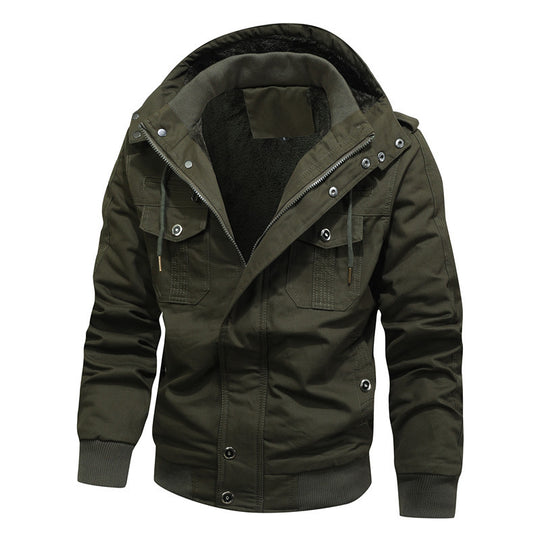 Herren Winddichte Canvas-Jacke mit Teddyfutter und Kapuze Nord Taschen