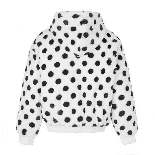 Damen Kapuzen-Fleecejacke im Bomberstil mit Polka‑Dot und dekorativen Froschknopf-Details Nord Taschen