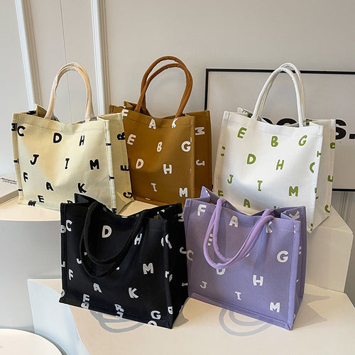 Damen Einkaufstasche mit buntem Alphabet-Design und stabilen Griffen Nord Taschen
