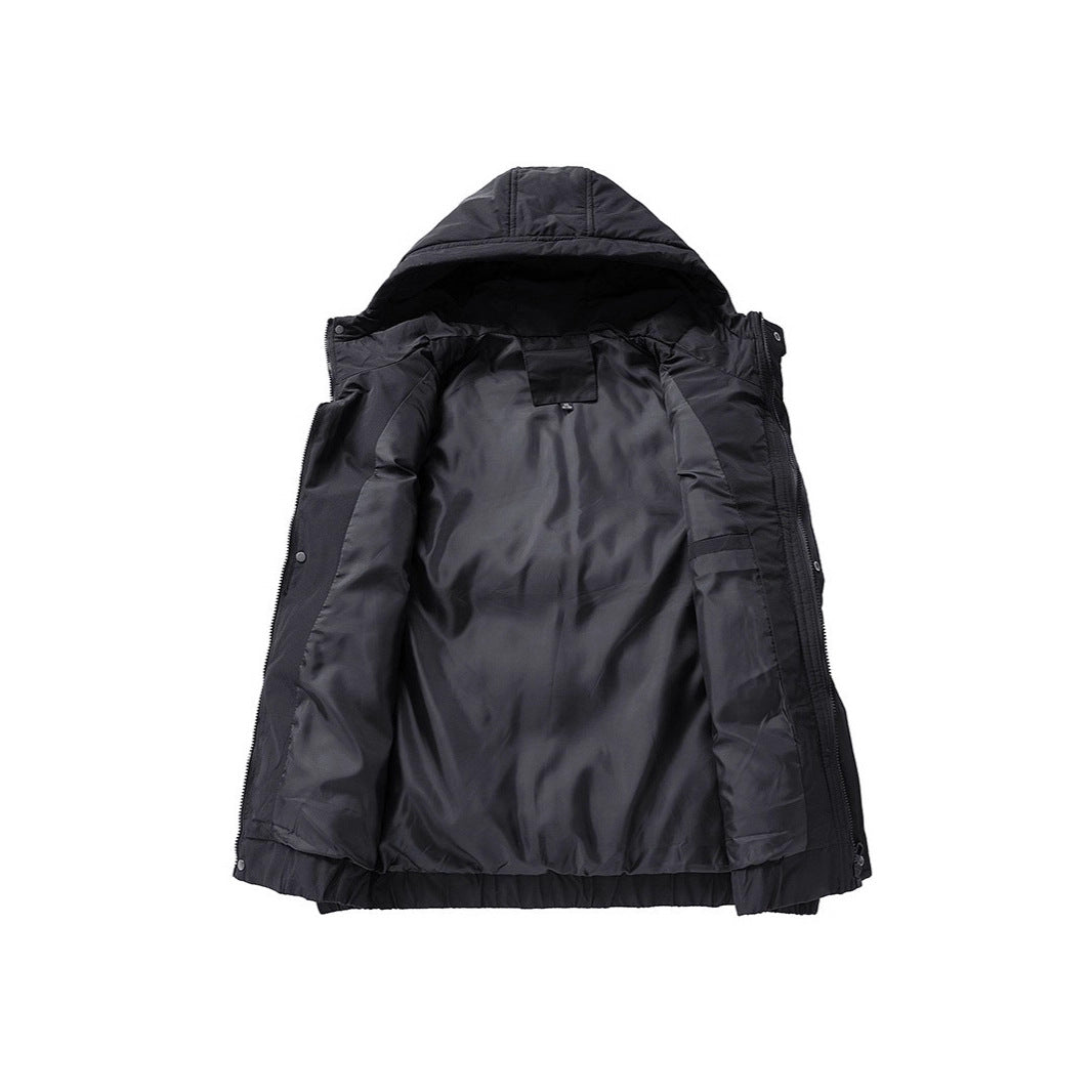 Herren Gesteppte Outdoor-Weste mit Kapuze, Cargo-Taschen und verstellbarem Saum Nord Taschen