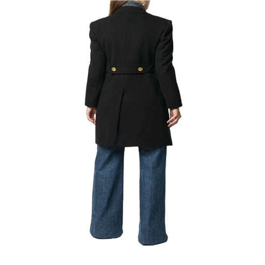 Damen Militärisch-inspirierter Taillierter Longcoat im Tailoring mit dekorativen Metallknöpfen Nord Taschen