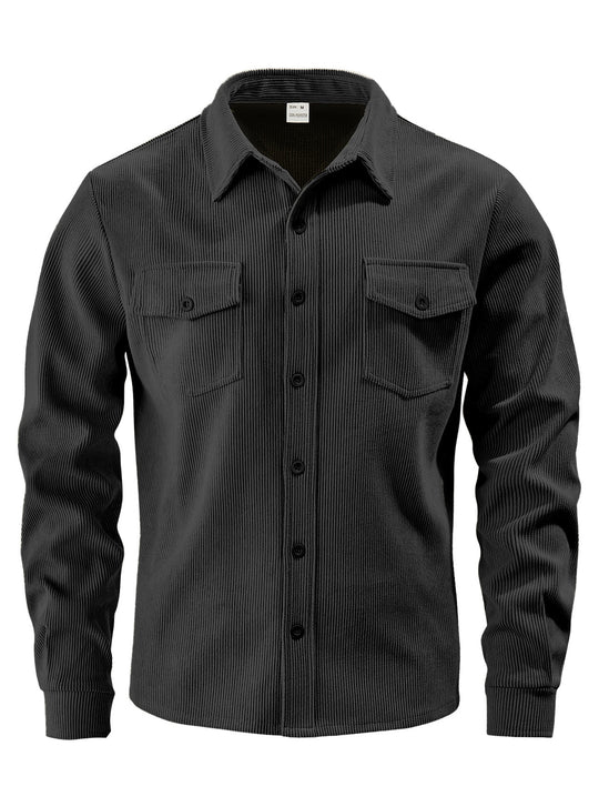 Herren Kordhemdjacke aus breitem Cord mit Pattentaschen und Hemdkragen Nord Taschen