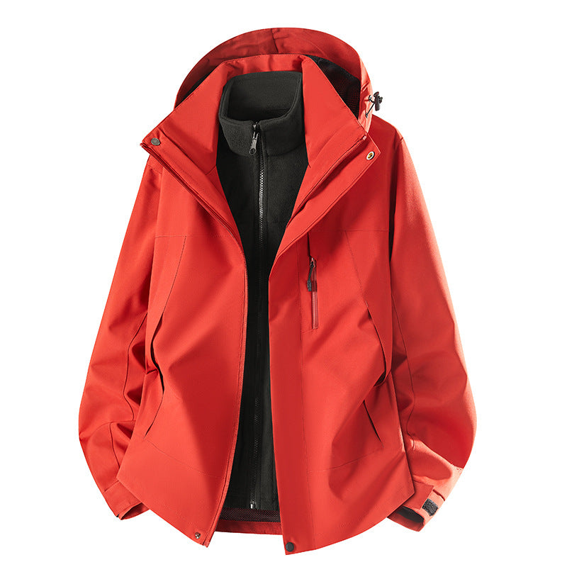 Herren zweiteilige Softshelljacke mit herausnehmbarer Fleece-Innenjacke, verstellbarer Kapuze und wasserabweisender Membran Nord Taschen