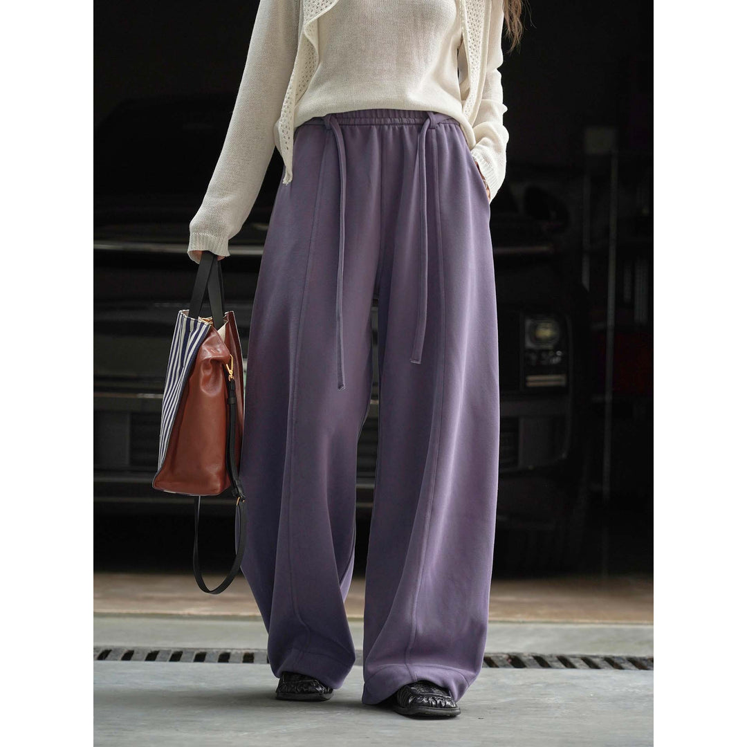 Damen weite High-Waist Lounge-Hose aus Sweatstoff mit Kordelzug Nord Taschen