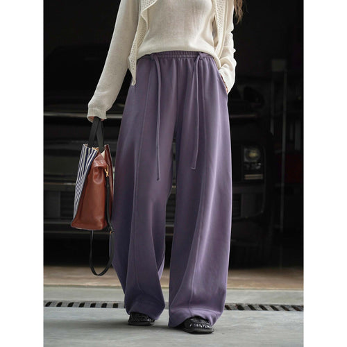 Damen weite High-Waist Lounge-Hose aus Sweatstoff mit Kordelzug Nord Taschen