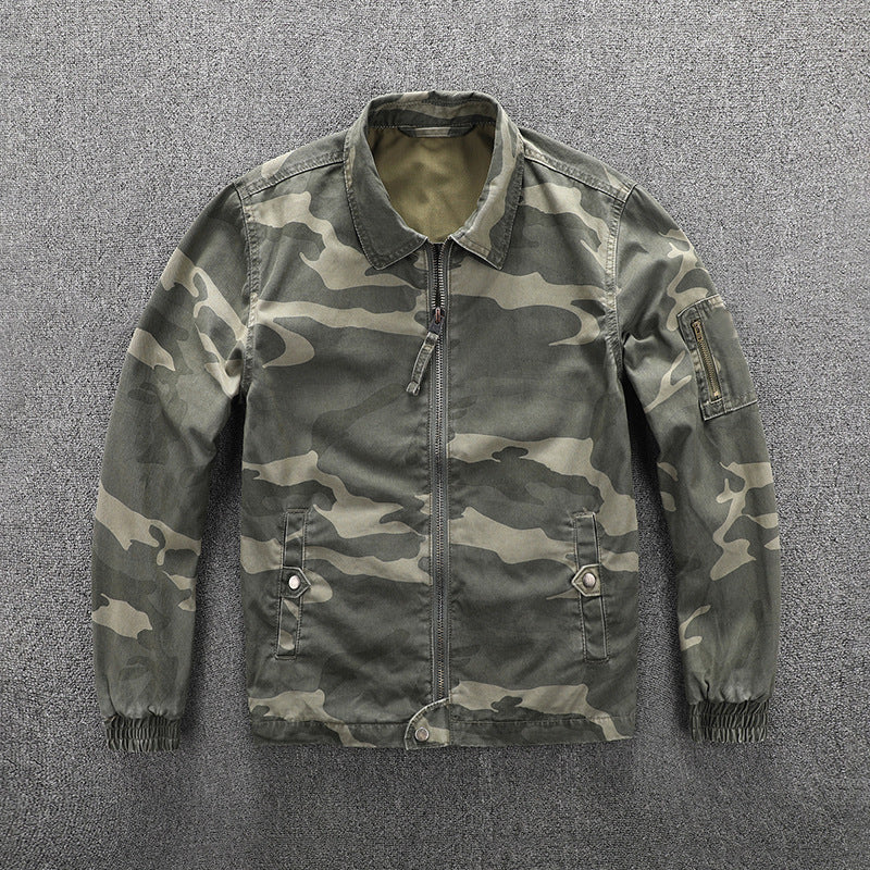 Herren Utility-Blouson im Camouflage-Muster mit Reißverschluss und Armzippertasche Nord Taschen