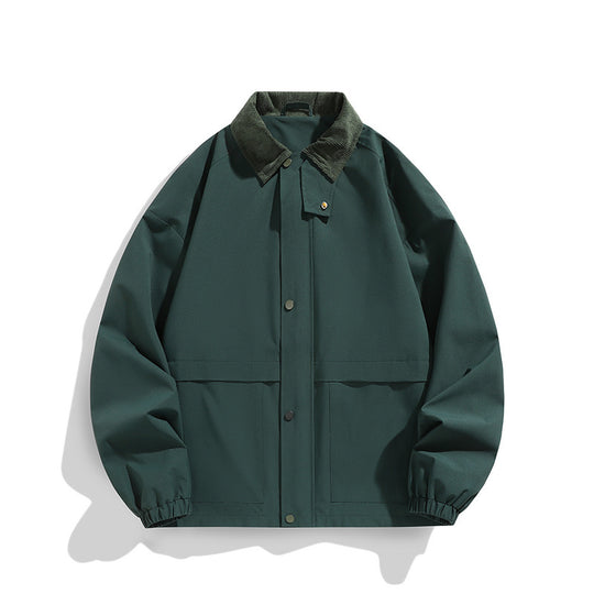 Herren Oversize-Utility-Jacke mit Cordkragen und Druckknopffront Nord Taschen