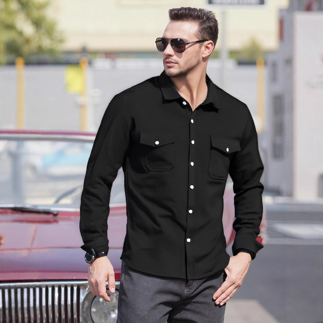 Herren Lässiges Langarmhemd mit praktischen Brusttaschen und modernem Schnitt